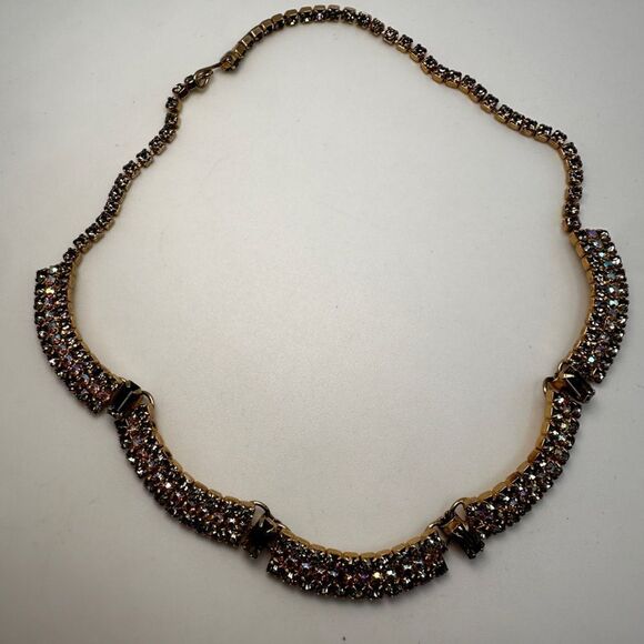 16" all gray pave and AB rhinestones and gold tone statement necklace! - Picture 13 of 17